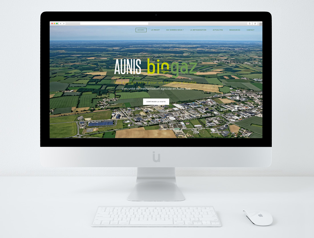 Logo et site internet unité de méthanisation Aunis Biogaz
